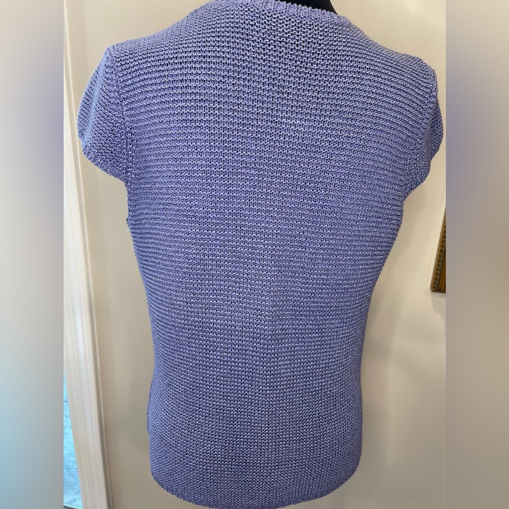 Jones New York cornflower blue deep V one button sweater vest ladies size medium - Picture 4 of 13